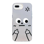 Custodia per telefono ibrida in PC e TPU con motivo "Little Man Gestures" color argento satinato., For iPhone 8 Plus / 7 Plus