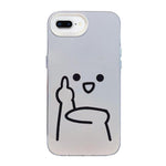 Custodia per telefono ibrida in PC e TPU con motivo "Little Man Gestures" color argento satinato., For iPhone 8 Plus / 7 Plus