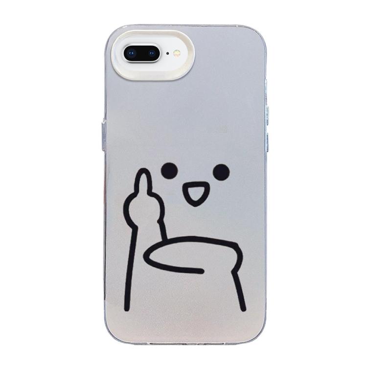 Custodia per telefono ibrida in PC e TPU con motivo "Little Man Gestures" color argento satinato., For iPhone 8 Plus / 7 Plus
