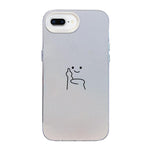 Custodia per telefono ibrida in PC e TPU con motivo "Little Man Gestures" color argento satinato., For iPhone 8 Plus / 7 Plus