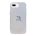 Custodia per telefono ibrida in PC e TPU con motivo "Little Man Gestures" color argento satinato., For iPhone 8 Plus / 7 Plus