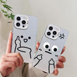Custodia per telefono ibrida in PC e TPU con motivo "Little Man Gestures" color argento satinato., For iPhone 8 Plus / 7 Plus