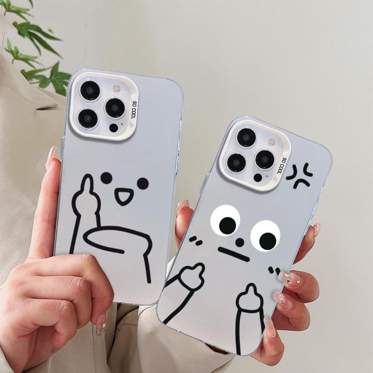 Custodia per telefono ibrida in PC e TPU con motivo "Little Man Gestures" color argento satinato., For iPhone 8 Plus / 7 Plus