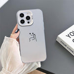 Custodia per telefono ibrida in PC e TPU con motivo "Little Man Gestures" color argento satinato., For iPhone 8 Plus / 7 Plus