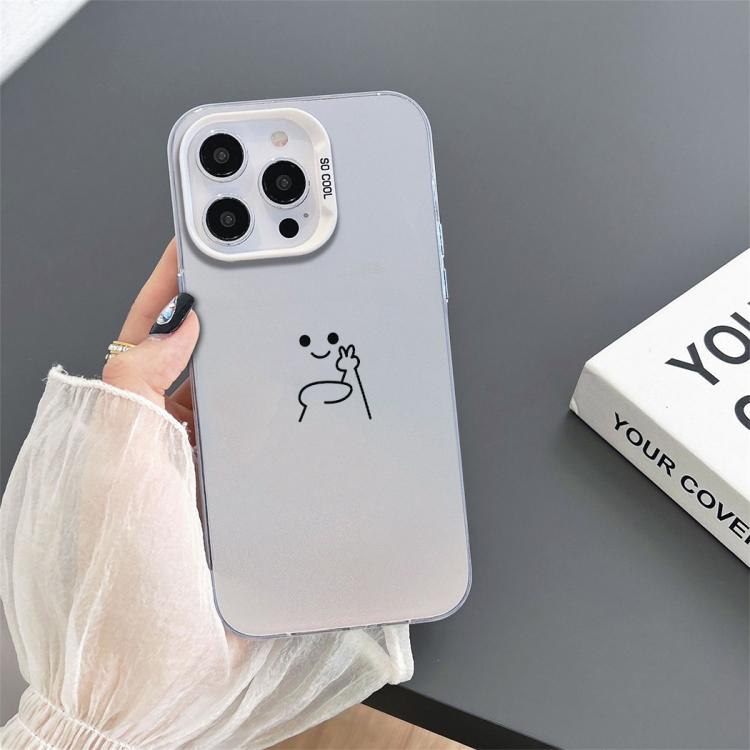 Custodia per telefono ibrida in PC e TPU con motivo "Little Man Gestures" color argento satinato., For iPhone 8 Plus / 7 Plus
