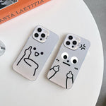 Custodia per telefono ibrida in PC e TPU con motivo "Little Man Gestures" color argento satinato., For iPhone 8 Plus / 7 Plus