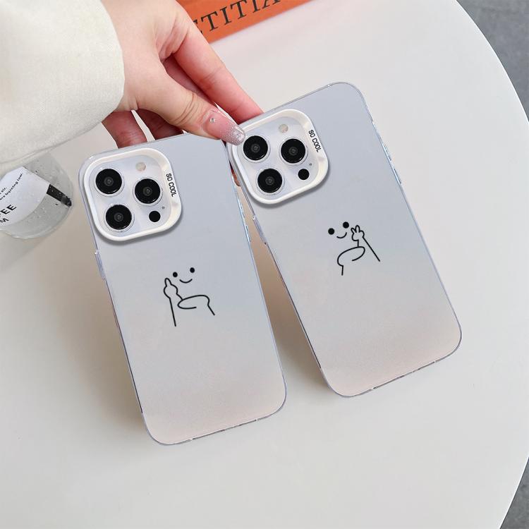 Custodia per telefono ibrida in PC e TPU con motivo "Little Man Gestures" color argento satinato., For iPhone 8 Plus / 7 Plus