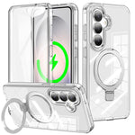 Custodia per telefono con supporto magnetico satinato e protezione per lo schermo., For Samsung Galaxy S26+ 5G, For Samsung Galaxy S26 Ultra 5G, For Samsung Galaxy S26 5G