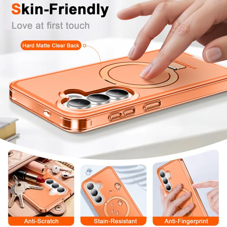 Custodia per telefono con supporto magnetico satinato e protezione per lo schermo., For Samsung Galaxy S26+ 5G, For Samsung Galaxy S26 Ultra 5G, For Samsung Galaxy S26 5G