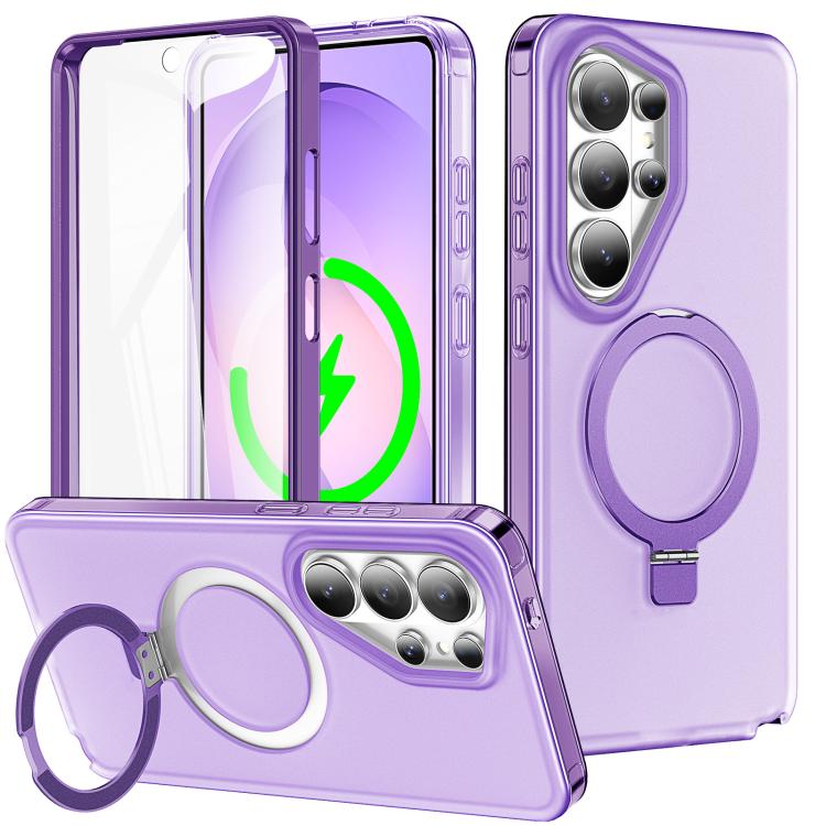 Custodia per telefono con supporto magnetico satinato e protezione per lo schermo., For Samsung Galaxy S26+ 5G, For Samsung Galaxy S26 Ultra 5G, For Samsung Galaxy S26 5G