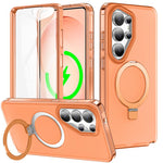 Custodia per telefono con supporto magnetico satinato e protezione per lo schermo., For Samsung Galaxy S26+ 5G, For Samsung Galaxy S26 Ultra 5G, For Samsung Galaxy S26 5G