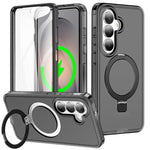 Custodia per telefono con supporto magnetico satinato e protezione per lo schermo., For Samsung Galaxy S26+ 5G, For Samsung Galaxy S26 Ultra 5G, For Samsung Galaxy S26 5G