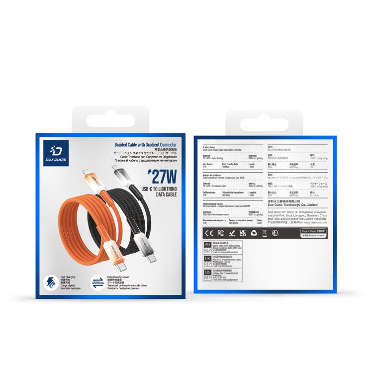 Cavo dati intrecciato trasparente sfumato serie WLCM di DUX DUCIS, 27W, da Type-C a 8 pin, lunghezza: 1 m., Type-C to 8 Pin
