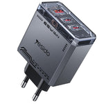 Caricabatterie rapido Yesido YC101 da 65 W con tecnologia Mecha GaN e tre porte., YC101