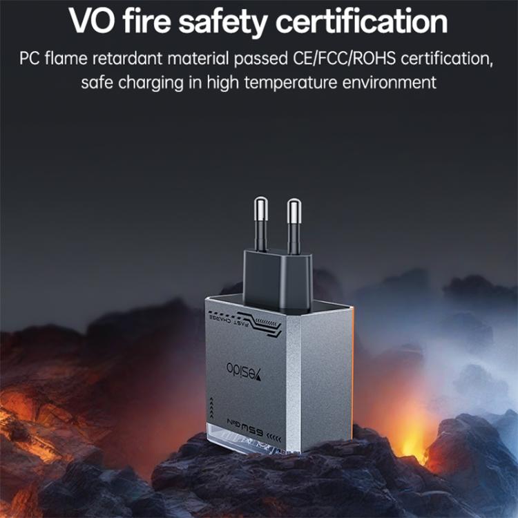 Caricabatterie rapido Yesido YC101 da 65 W con tecnologia Mecha GaN e tre porte., YC101