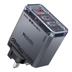 Caricabatterie rapido Yesido YC147 da 65 W con tecnologia Mecha GaN e tre porte., YC147