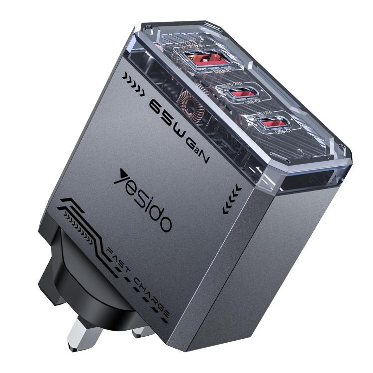 Caricabatterie rapido Yesido YC147 da 65 W con tecnologia Mecha GaN e tre porte., YC147