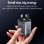 Caricabatterie rapido Yesido YC147 da 65 W con tecnologia Mecha GaN e tre porte., YC147