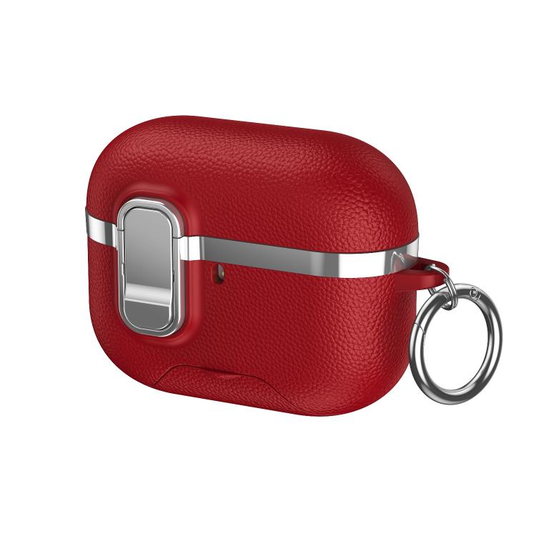 Custodia protettiva per auricolari wireless con supporto nascosto e texture in similpelle elettrolitica., For AirPods Pro 3, For AirPods Pro 2, For AirPods Pro