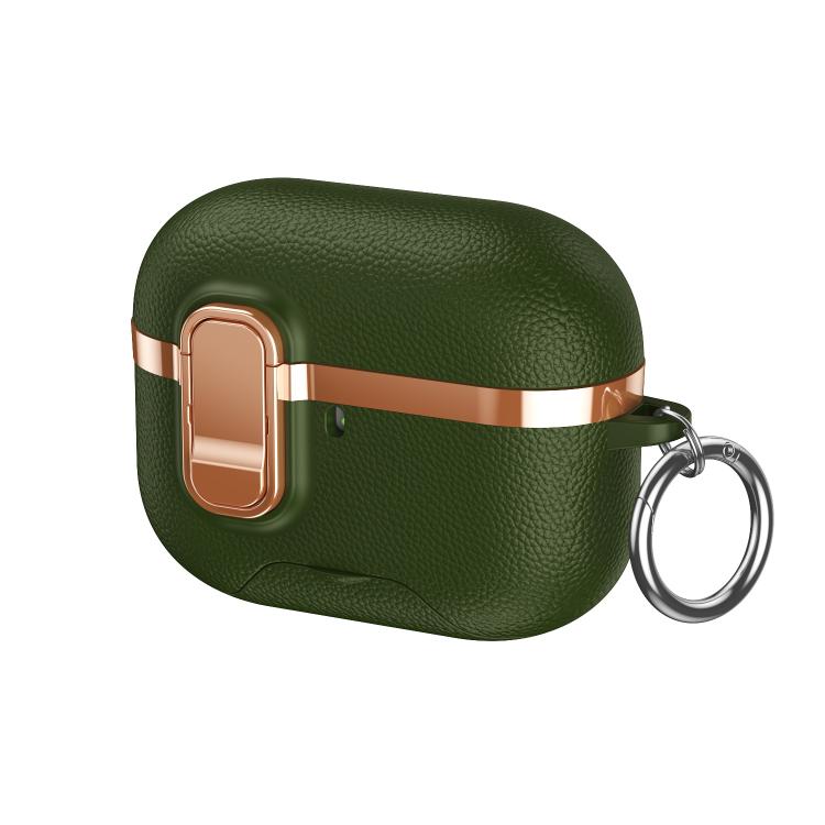 Custodia protettiva per auricolari wireless con supporto nascosto e texture in similpelle elettrolitica., For AirPods Pro 3, For AirPods Pro 2, For AirPods Pro