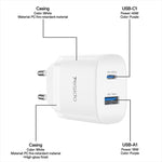 Set di caricabatterie rapido Yesido PD45W con doppia interfaccia USB e Type-C, EU Plug, UK Plug, US Plug