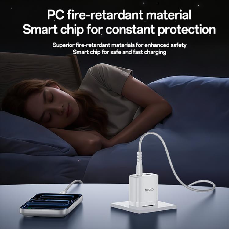 Set di caricabatterie rapido Yesido PD45W con doppia interfaccia USB e Type-C, EU Plug, UK Plug, US Plug