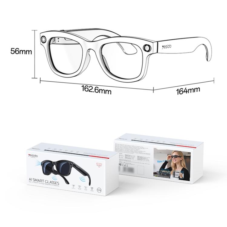 Occhiali intelligenti Yesido IO42 IP67 impermeabili con intelligenza artificiale, fotocamera HD, supporto multilingue, cancellazione del rumore con doppio microfono, design ergonomico., IO42