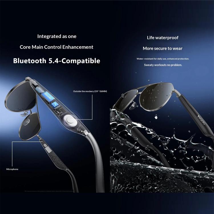 Occhiali audio intelligenti Yesido IO44, cuffie Bluetooth 5.4 a orecchio aperto / occhiali da sole polarizzati con microfono per viaggi e lavoro, IO44