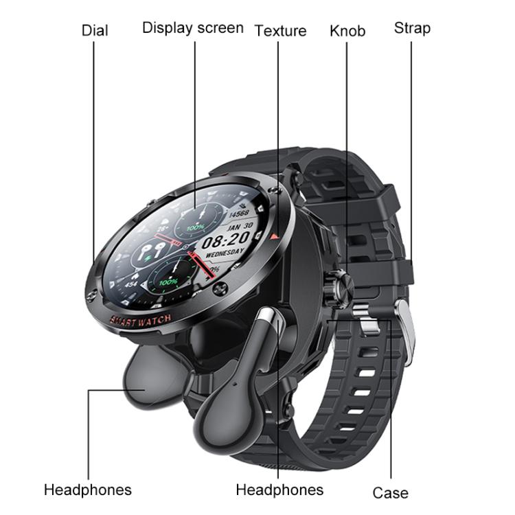 Smartwatch Yesido IO50 con auricolari TWS, smartwatch 2 in 1 compatibile con Bluetooth con custodia di ricarica, display HD da 1,46 pollici, NFC