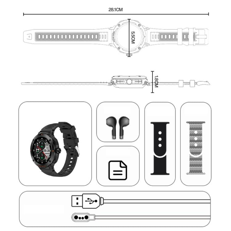 Smartwatch Yesido IO50 con auricolari TWS, smartwatch 2 in 1 compatibile con Bluetooth con custodia di ricarica, display HD da 1,46 pollici, NFC