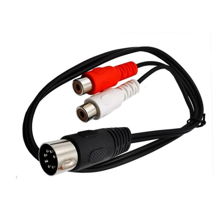 7-Pin DIN Male MIDI to Dual RCA Female Plug Audio Cable, 0.5m, 1m, 1.5m