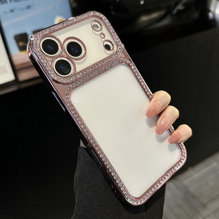 Custodia per telefono ibrida in PC e TPU con strass galvanizzati, For iPhone 17 Pro Max, For iPhone 17 Pro