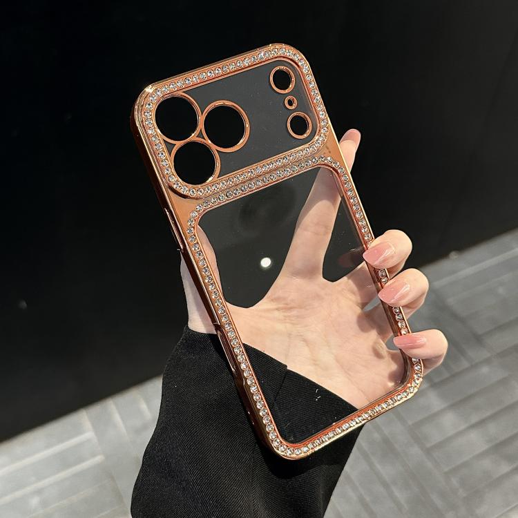 Custodia per telefono ibrida in PC e TPU con strass galvanizzati, For iPhone 17 Pro Max, For iPhone 17 Pro