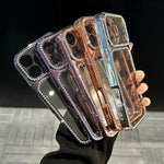 Custodia per telefono ibrida in PC e TPU con strass galvanizzati, For iPhone 17 Pro Max, For iPhone 17 Pro