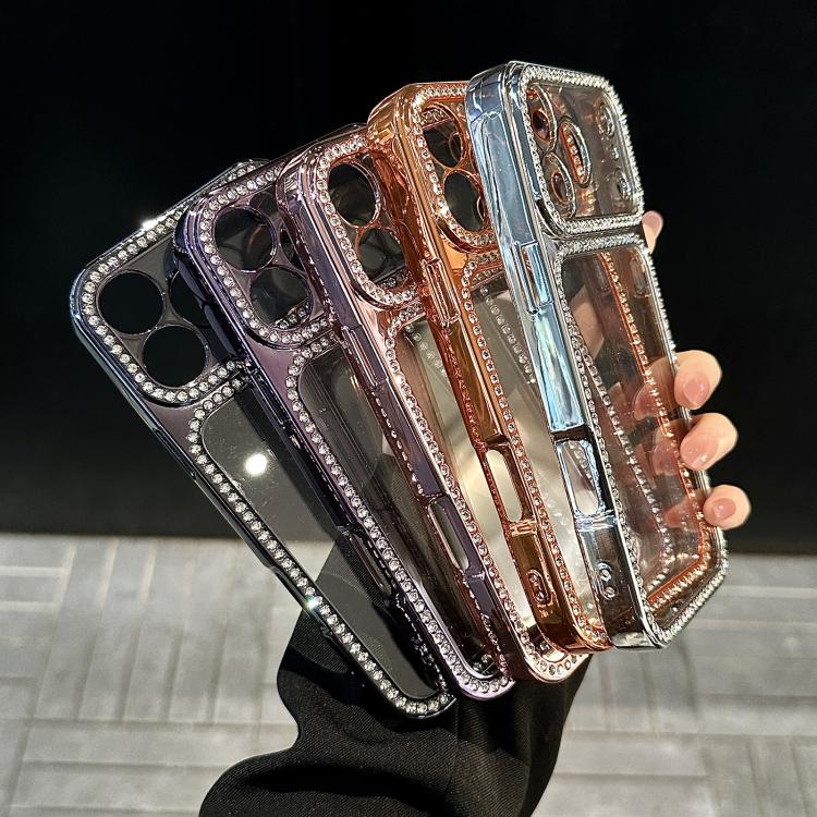 Custodia per telefono ibrida in PC e TPU con strass galvanizzati, For iPhone 17 Pro Max, For iPhone 17 Pro