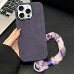 Custodia per telefono in TPU effetto pelle scamosciata con cordino di peluche a forma di coniglio stampato., For iPhone 14 Pro Max, For iPhone 13 Pro Max, For iPhone 13 Pro, For iPhone 13
