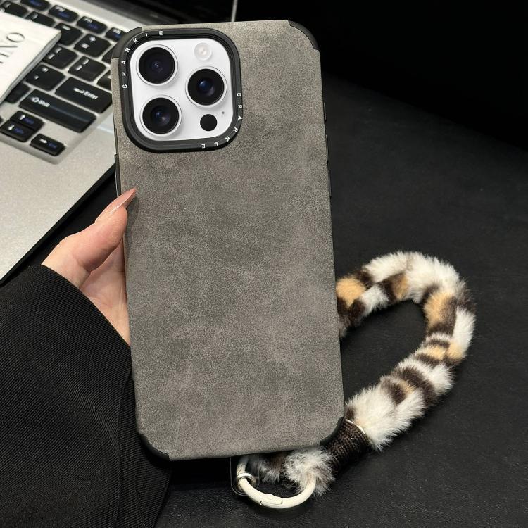 Custodia per telefono in TPU effetto pelle scamosciata con cordino di peluche a forma di coniglio stampato., For iPhone 14 Pro Max, For iPhone 13 Pro Max, For iPhone 13 Pro, For iPhone 13