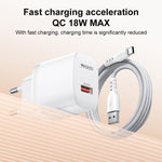 Set caricabatterie Yesido da 18 W con interfaccia USB singola e cavo da USB a Type-C., EU Plug, UK Plug, US Plug