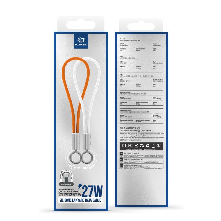 Cavo dati a ricarica rapida DUX DUCIS serie LCBA da 27 W, da Type-C a 8 pin, con laccetto, lunghezza: 30 cm, Type-C to 8 Pin