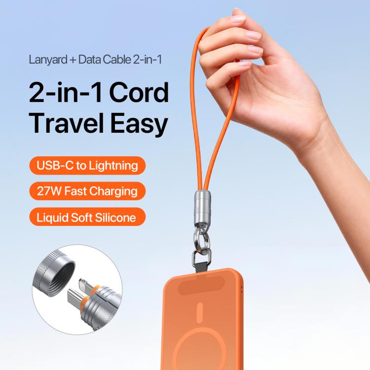 Cavo dati a ricarica rapida DUX DUCIS serie LCBA da 27 W, da Type-C a 8 pin, con laccetto, lunghezza: 30 cm, Type-C to 8 Pin