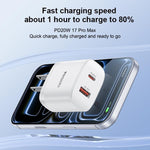 Set di caricabatterie Yesido YC19U con doppia porta USB-C/Type-C da 20 W (PD20W) e USB-A da 18 W (QC18W), completo di cavo da Type-C a Type-C., YC19U