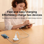 Set di caricabatterie Yesido YC19U con doppia porta USB-C/Type-C da 20 W (PD20W) e USB-A da 18 W (QC18W), completo di cavo da Type-C a Type-C., YC19U