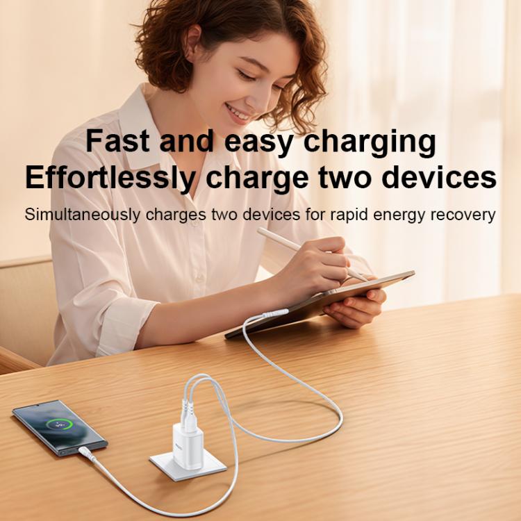 Set di caricabatterie Yesido YC19U con doppia porta USB-C/Type-C da 20 W (PD20W) e USB-A da 18 W (QC18W), completo di cavo da Type-C a Type-C., YC19U