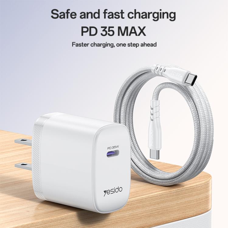 Set di caricabatterie rapido Yesido YC20U PD35W con porta singola USB-C/Type-C e cavo da Type-C a Type-C., YC20U