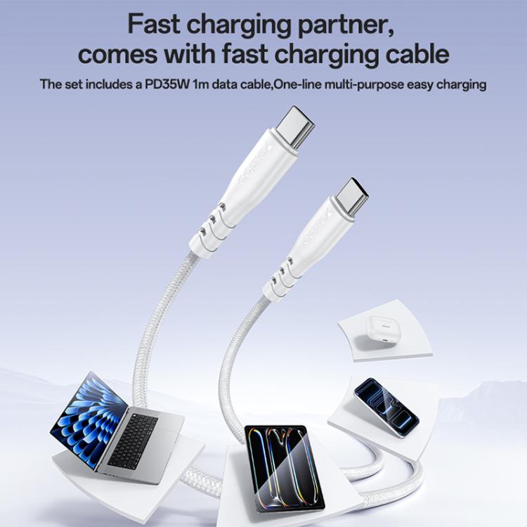 Set di caricabatterie rapido Yesido YC20U PD35W con porta singola USB-C/Type-C e cavo da Type-C a Type-C., YC20U