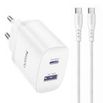 Kit caricabatterie rapido Yesido PD35W Type-C, USB con cavo da Type-C a Type-C, US Plug, EU Plug, UK Plug