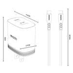 Kit caricabatterie rapido Yesido PD35W Type-C, USB con cavo da Type-C a Type-C, US Plug, EU Plug, UK Plug