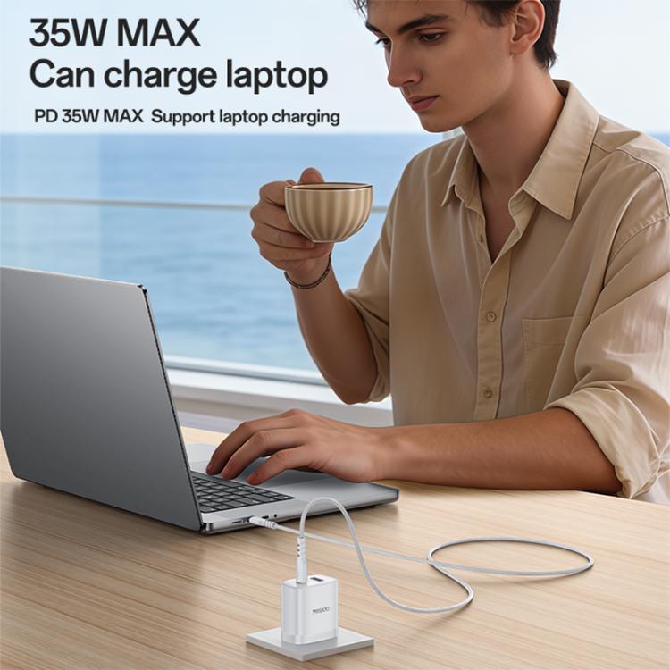 Kit caricabatterie rapido Yesido PD35W Type-C, USB con cavo da Type-C a Type-C, US Plug, EU Plug, UK Plug