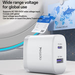 Kit caricabatterie rapido Yesido PD35W Type-C, USB con cavo da Type-C a Type-C, US Plug, EU Plug, UK Plug