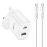 Kit caricabatterie rapido Yesido PD35W Type-C, USB con cavo da Type-C a Type-C, US Plug, EU Plug, UK Plug